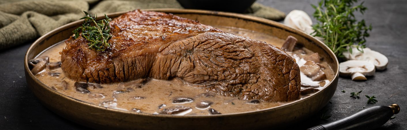 Maminha ao molho de cogumelos - maminha